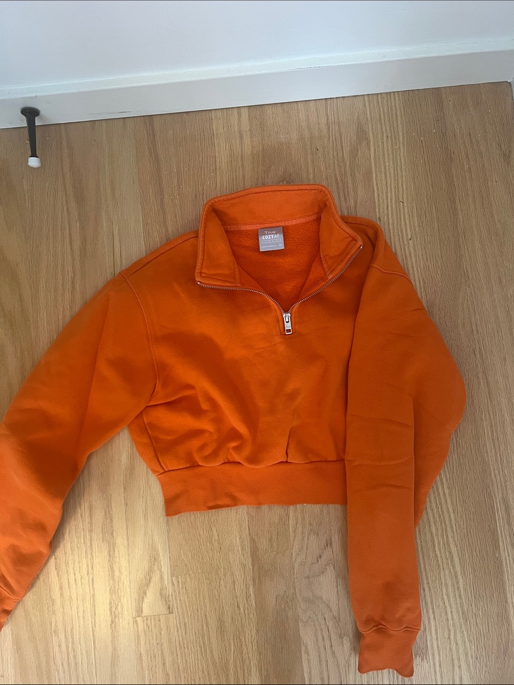 TNA Orange Cropped Quarter-Zip Sweatshirt